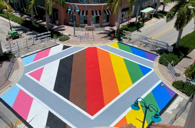 The Pride intersection in Delray Beach. Photo via Delray Beach Downtown Development Authority, Facebook.