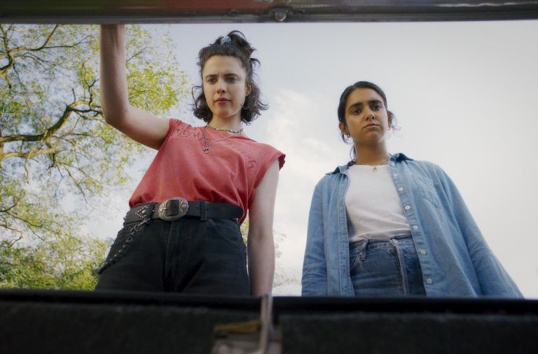 Margaret Qualley and Geraldine Viswanathan in "Drive Away Dolls." Photo courtesy of Working Title/Focus Features.