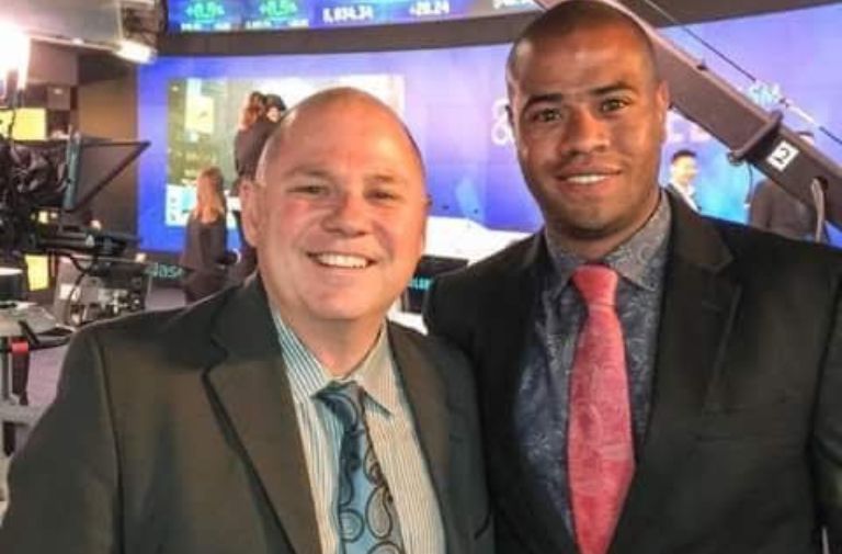 Bobby Blair (left). Brian Neal (right). Founders of the LGBTQ100 Index on the NYSE. Photo courtesy of Bobby Blair.