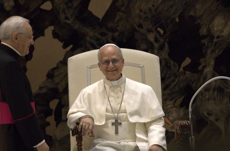 Pope Leo XIV. Photo by Edgar Beltrán, The Pillar, via Wikimedia Commons.